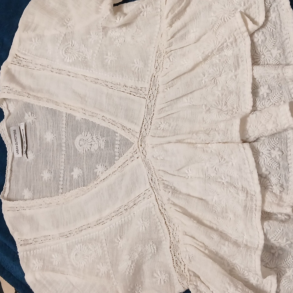 Urban Outfitters Cropped Cotton Gauze Blouse Size Small - Picture 6 of 6